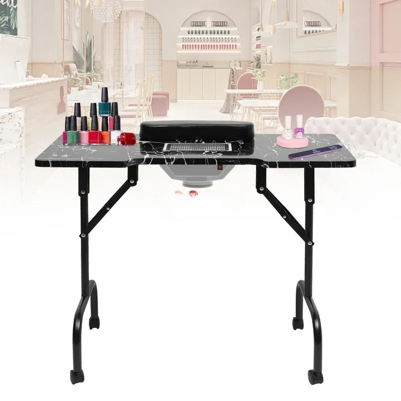 

Portable Nail Table for Technicians w/ Folding Function Manicure Desk for Both and Home w/ Dust Collector Fan