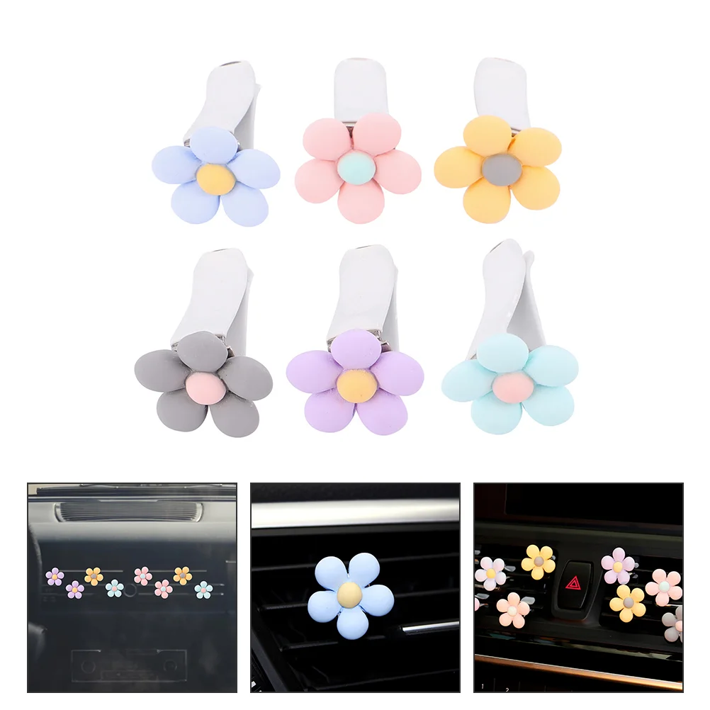 

6 Pcs Car Air Outlet Clips Cars Auto Lovely Decor Floral Conditioning Clamps Automatic Freshener