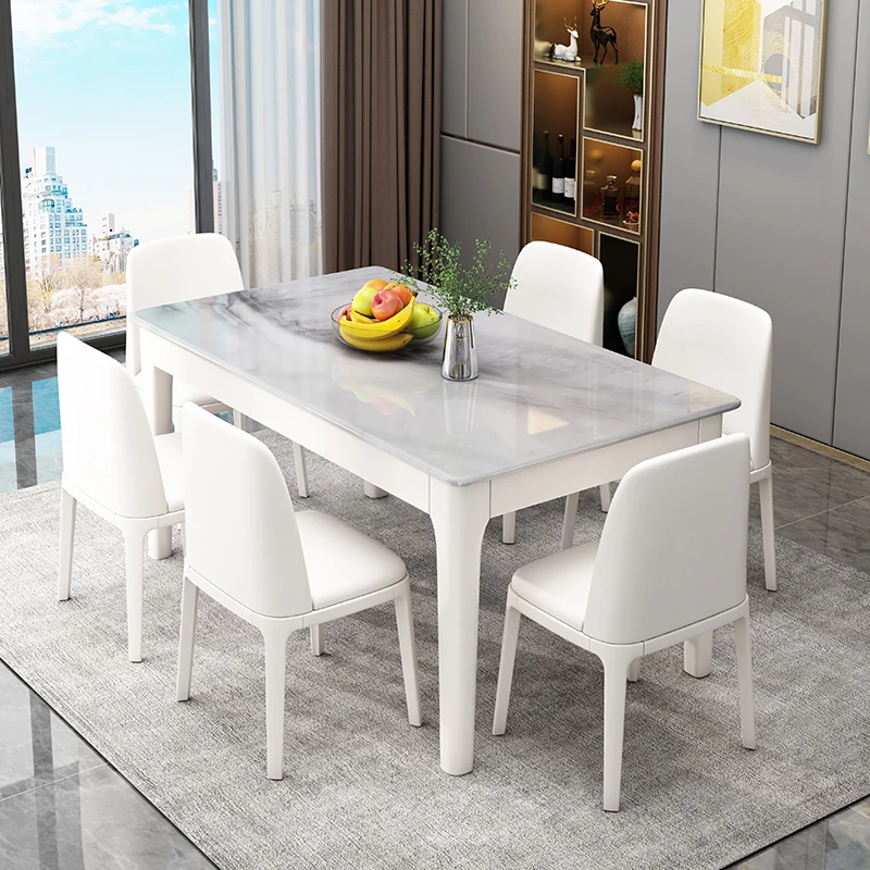 

MJY light luxury supercrystalline stone dining table and chair combination household small apartment rectangular marble table