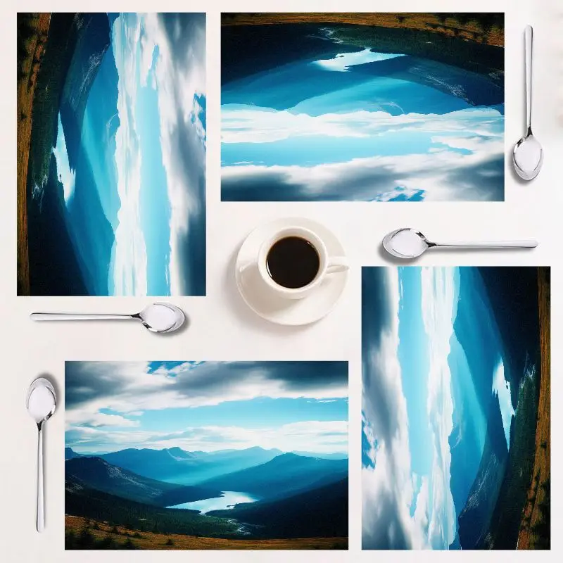 

Набор прямоугольных подставок из 4 предметов, живописный вид на горы, легко чистится, шикарный домашний декор, идеально подходит для столовой!