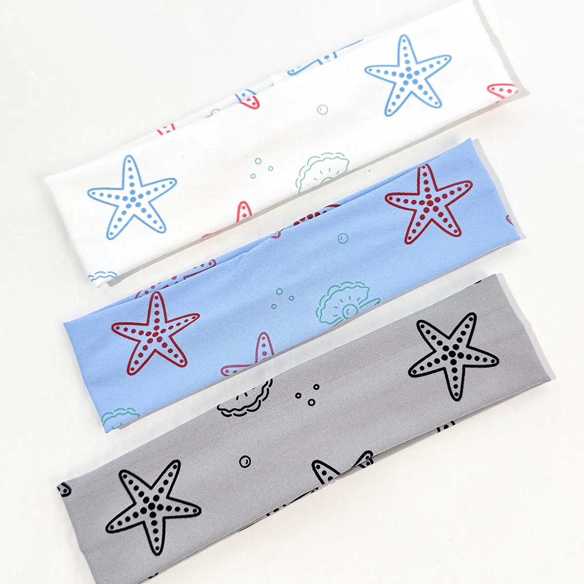 36pc Starfish Shell Print Headwraps Elastic Hairbands for Women And Girls Retro European Yoga Sports Versatile Hair Accessories