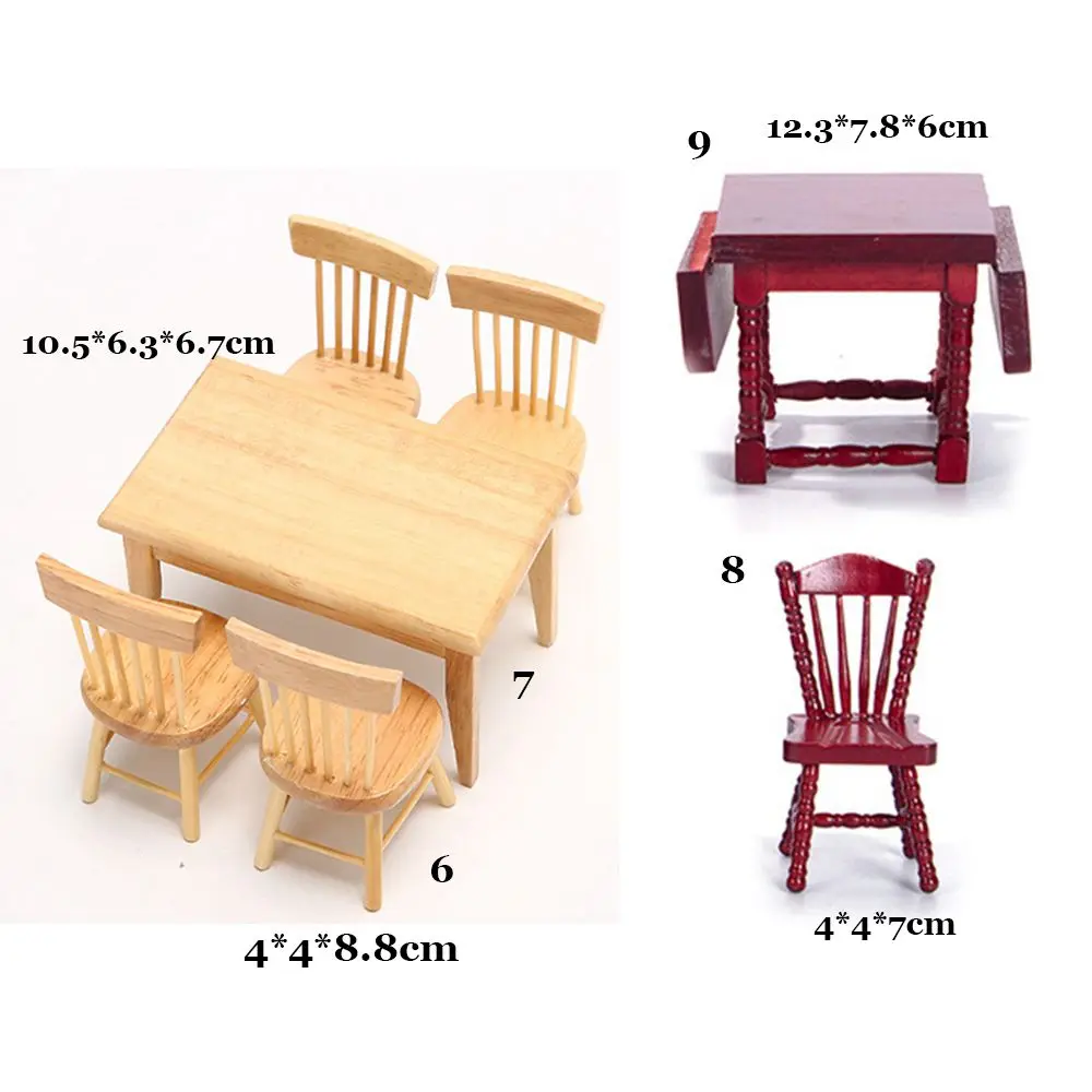 High Quality Accessories Miniature Wooden Table Doll House Decoration Table Furniture Toys Simulation chair