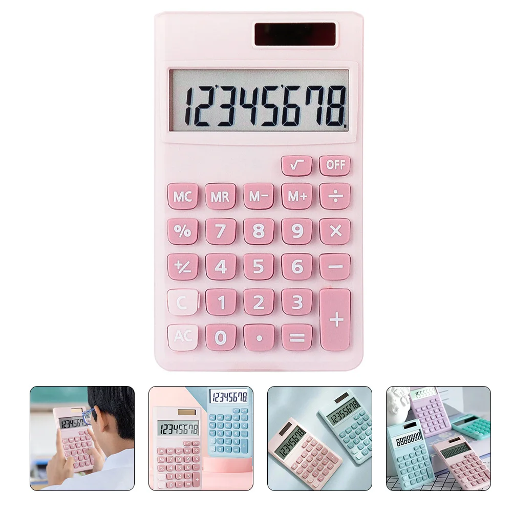 

BUTIFULSIC Mini Desktop Calculator Portable Solar Powered Student Office Calculator Plastic Lightweight for School Work