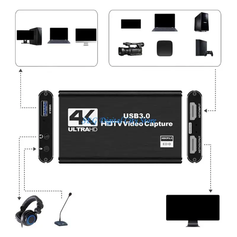 

U75B Professional USB Sound Video Card 1080P 60FPS for Game Recording Live Streaming For Game Console Webcam Use