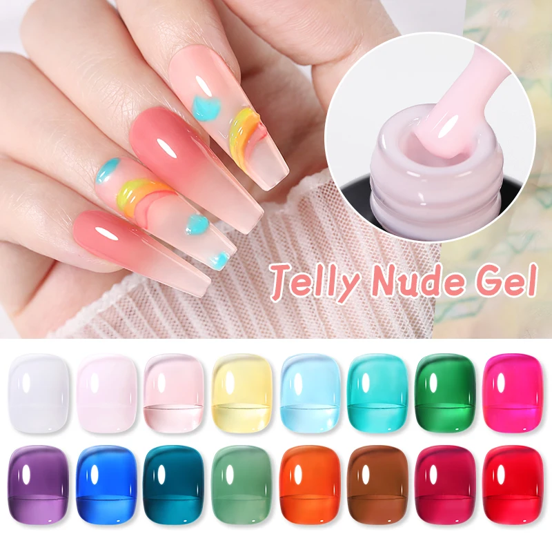 BORN PRETTY 15ml Cute Colors Jelly Nude Gel Semi Transparent Soak Off UV LED Gel Nail Art Design Semi Permanent Nail UV Gel