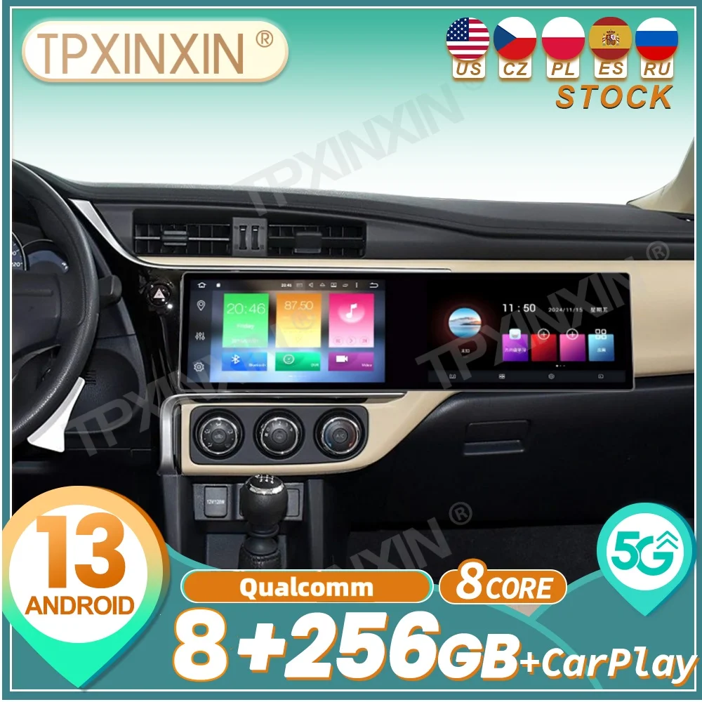 

For Toyota Camry 2018~2020 Qualcomm Android Carplay Dual Screen Car Radio Stereo Automotive Multimedia Player GPS Navi Head Unit