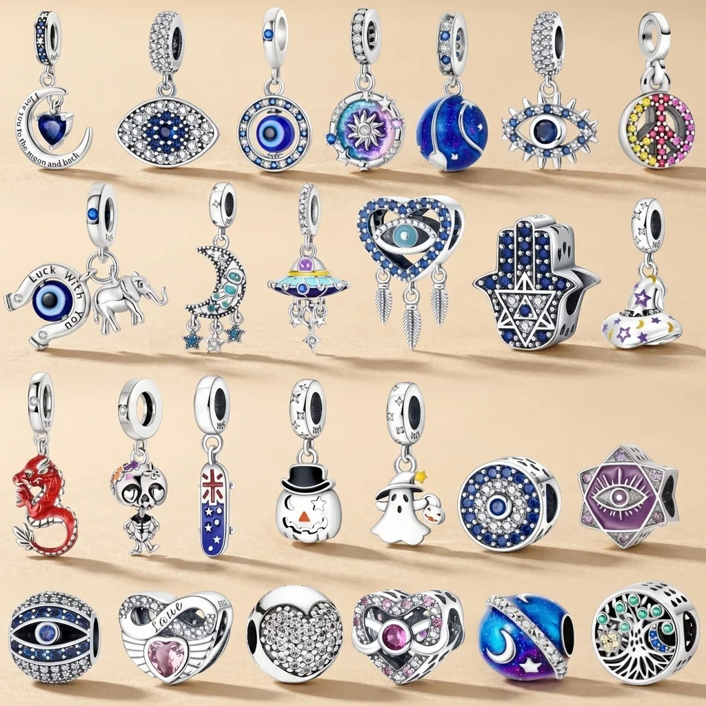 2026 Charm Pearl Magic Eye Series Blue Pendant DIY Jewelry Gift Birthday Party