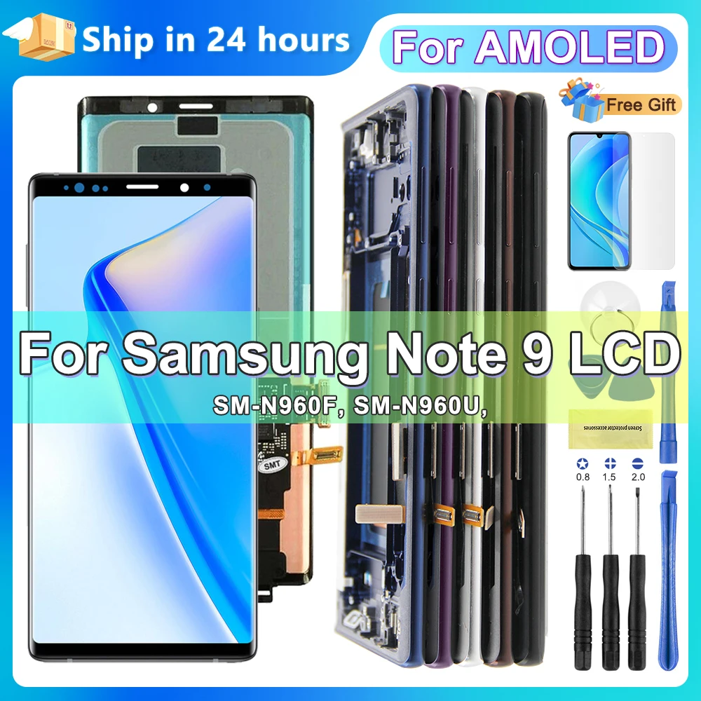 

SUPER AMOLED For Samsung Note 9 Lcd Display Touch Screen Digitizer Assembly For Samsung Note 9 N960F LCD with Frame Replacement