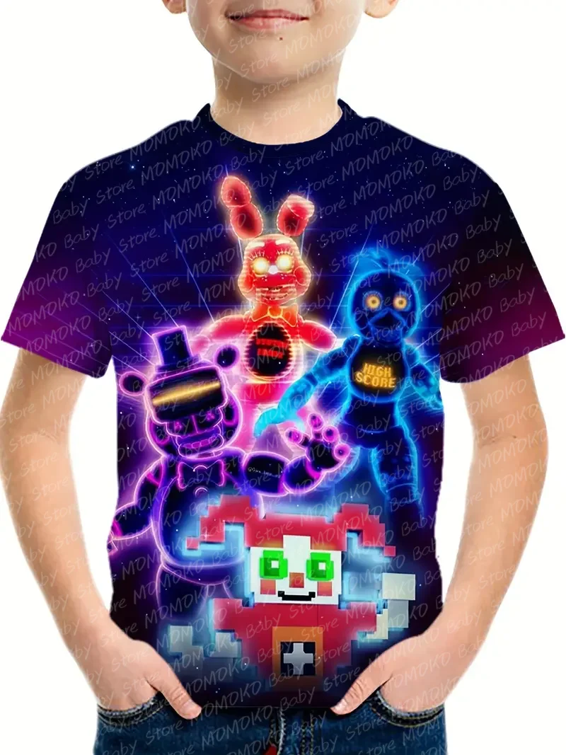 

3D Animal Robot Printed New Arrivals Kid's Short Sleeve Casual Sports T-shirt Trendy Comfortable Summer Outdoor Beach Sweatshirt