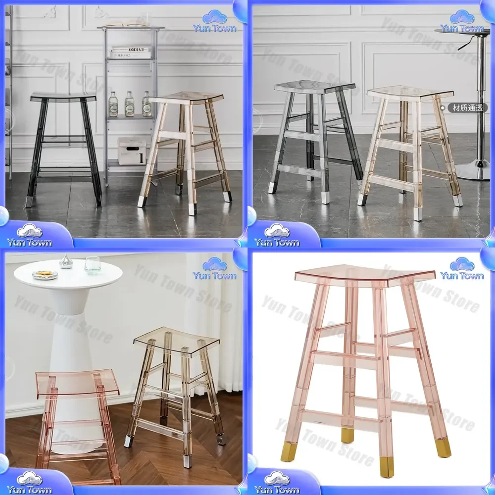 for Home for Cafe for Milk Tea Shop Transparent Acrylic Bar Chair High Stool Simple Modern Barstool Living Room Dining Room