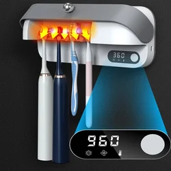 Multi-function Wall-mounted Sterilizing Toothbrush Holder Toothbrush Sterilizer Fast Air Drying Smart Sensor Rechargeable Bath