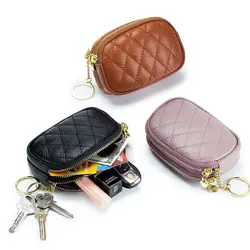 Cute Pu Mini Bag portamonete portachiavi borsa ciondolo borsa portaoggetti doppia cerniera porta carte di immagazzinaggio auricolare di grande capacità