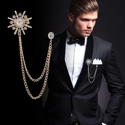 Korean Version of the British Style Asterisk Brooch Suit Tassel Chain Collar Pin Zircon Badge Women's Corsage Men's Accessories