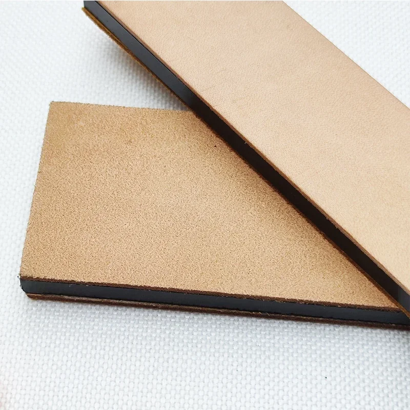 Handmade Wooden Handle Leather Sharpening Strop for Razor Knives - Double Sided Home Sharpening Tool and Polishing Board