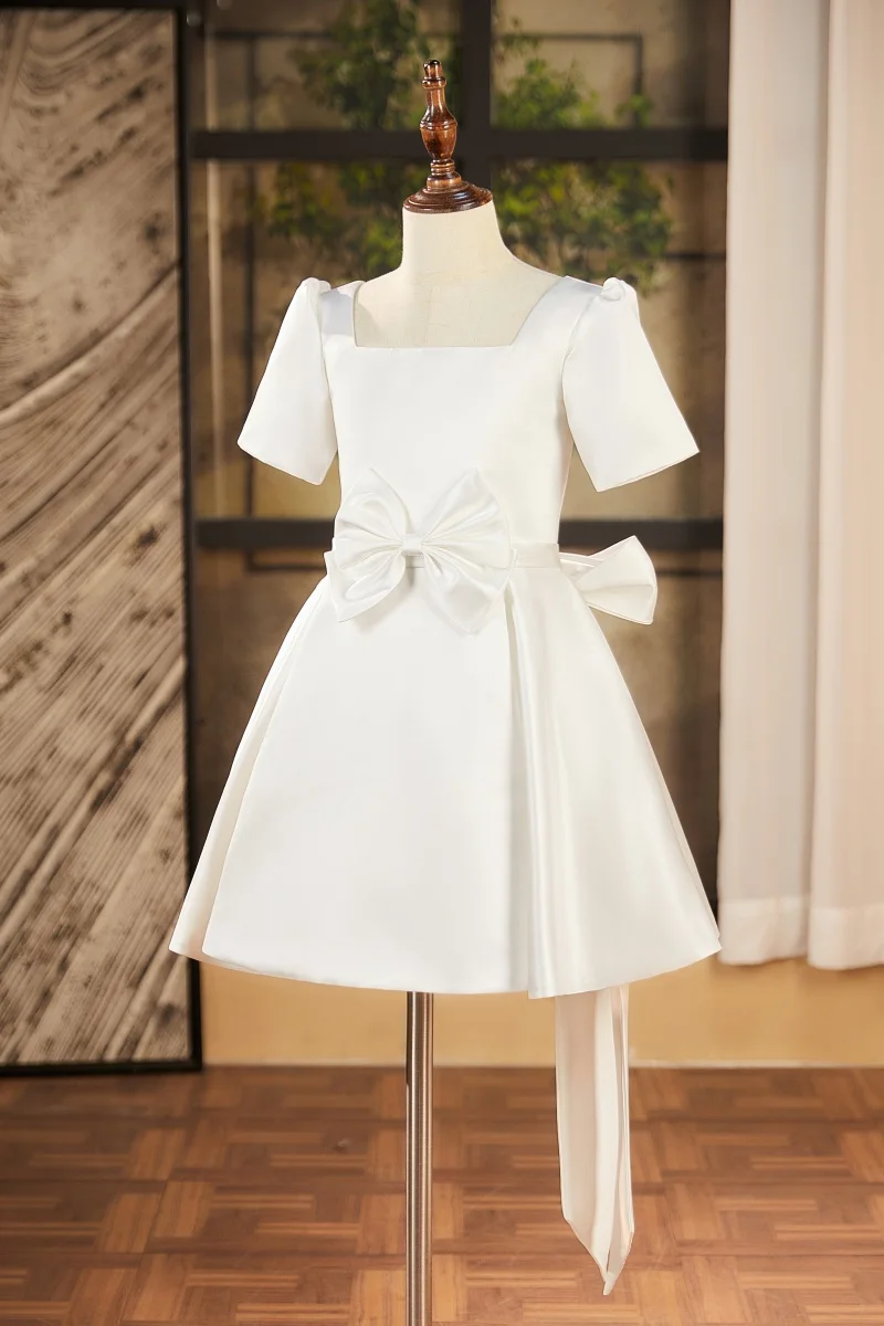 女の子上品なプリンセスドレスサテン子供のピアノ演奏フラワーガール誕生日パフォーマンス結婚式少女ドレスホスト