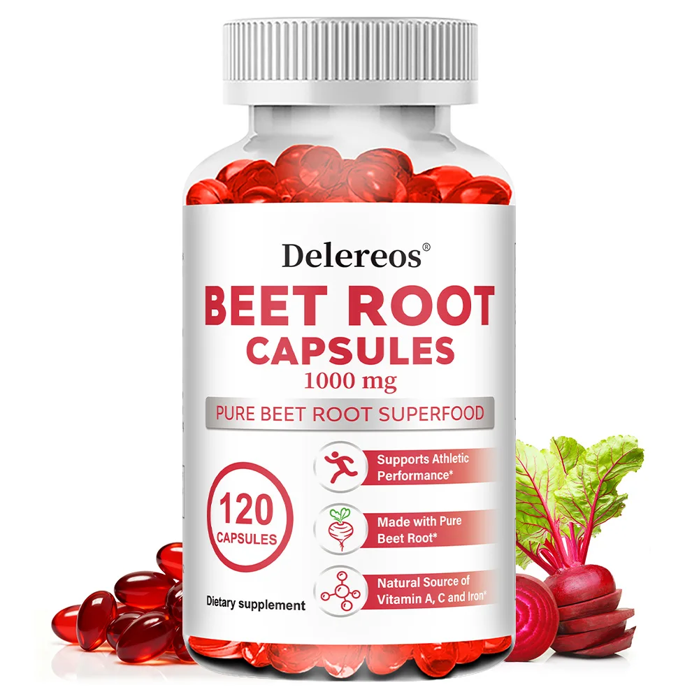 

Beet Root Capsules - 1000 Mg, Blood Pressure Support, Heart Health, Improves Circulation, Enhance Energy, Blood Flow Supplement