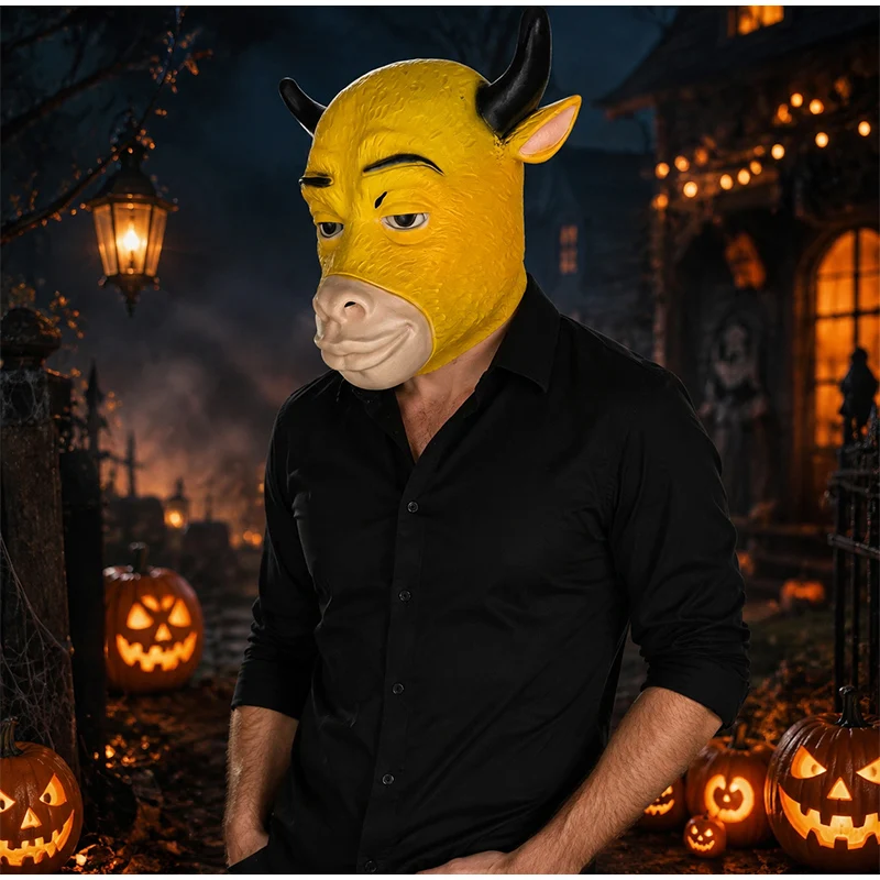 New Halloween Latex Cow Head Mask Headgear Movie Niulai Funny Headgear Party Decor Performance Headgear Movie Fan Collection
