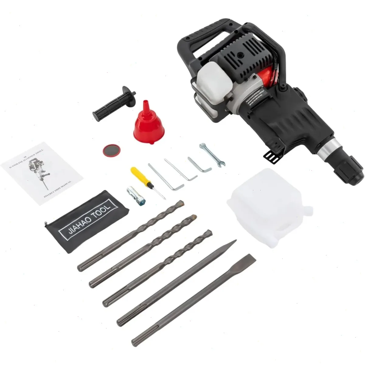 Power Demolition Hammer Pick, JACK-HAMMER, Concrete Tools, 1000W 33cc Two-Stroke Engine, 3200 BPM, Large Oil Tank, Durable Aluminum Body, Handheld Breaker