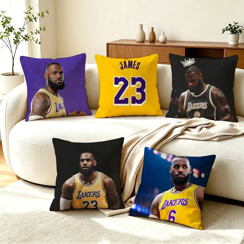 L-LeBron J-James  Basketball Star   Pillow Case Square Double-Sided Sofa Cushion Cover Bedroom Bedside Pillow