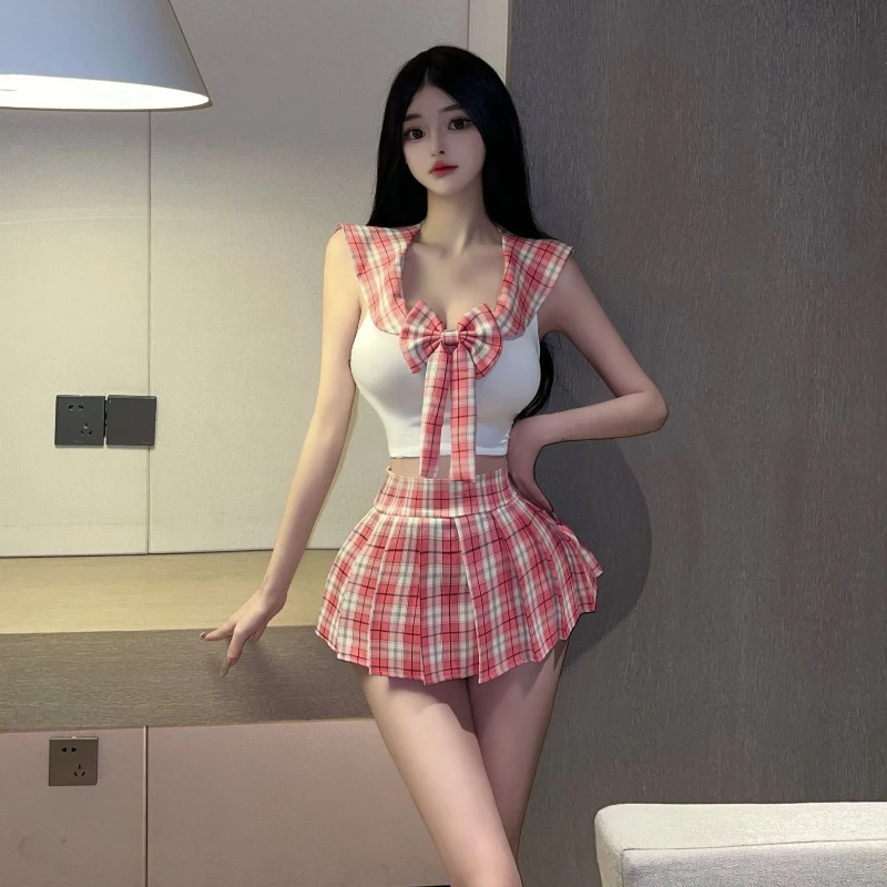 اليابانية Kawaii JK طالب موحدة إغراء الساخن مثير القوس بحار طوق أعلى منقوشة تنورة قصيرة تأثيري كلية تلميذة ازياء #4
