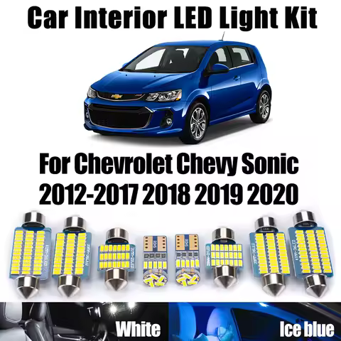 10Pcs Canbus LED Interior Dome Map Trunk Bulbs Light Kit For Chevrolet Chevy Sonic 2012 - 2017 2018 2019 2020 Car Accessories