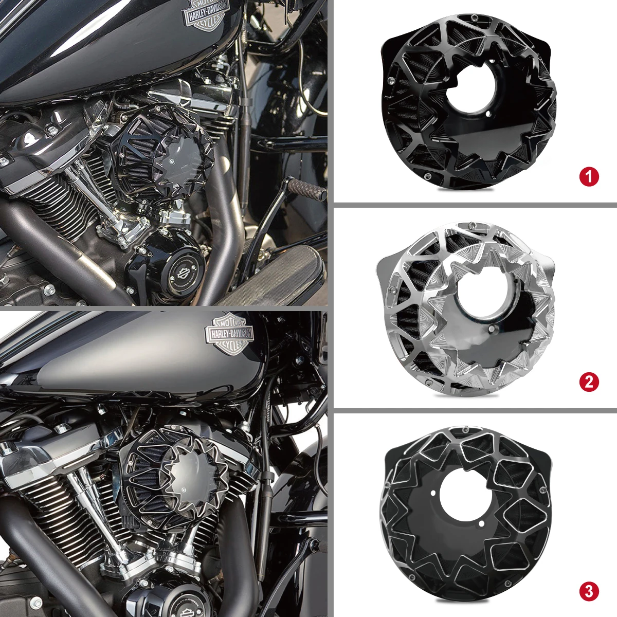 

Chromed/black Contrast Cut Cross Air Cleaner filters intake for harley sportster XL 883 1200 47 72 IRON 883 1991-2022