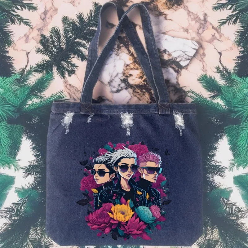 Tokio Hotel Group Music Y2K Aesthetic 90s Denim Bag Women Large Capacity Tote Bag Shoulder Bag Ladies Portable Fashion Design