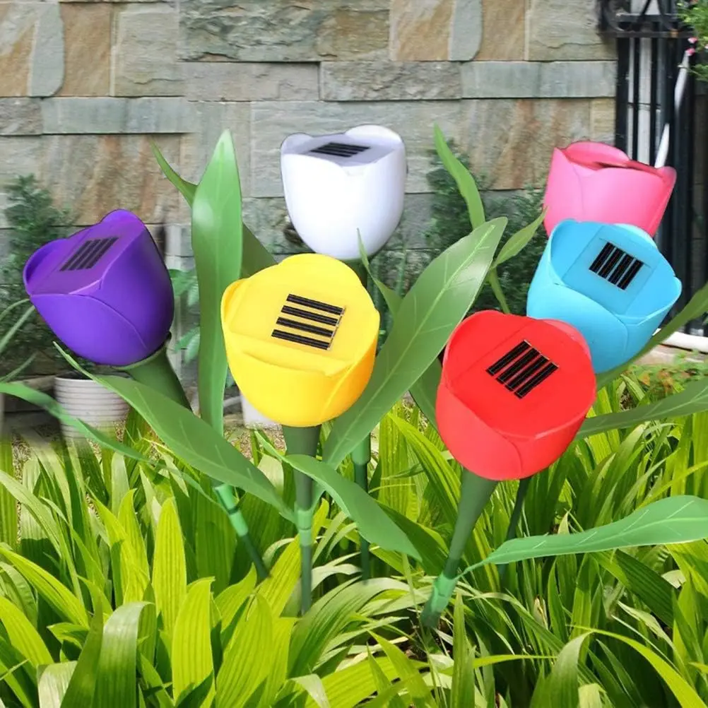 1-10PCS Solar Powered Tulip Ground Stake Light LED Garden Decorative Outdoor Landscape Lamp for Patio Yard Pathway