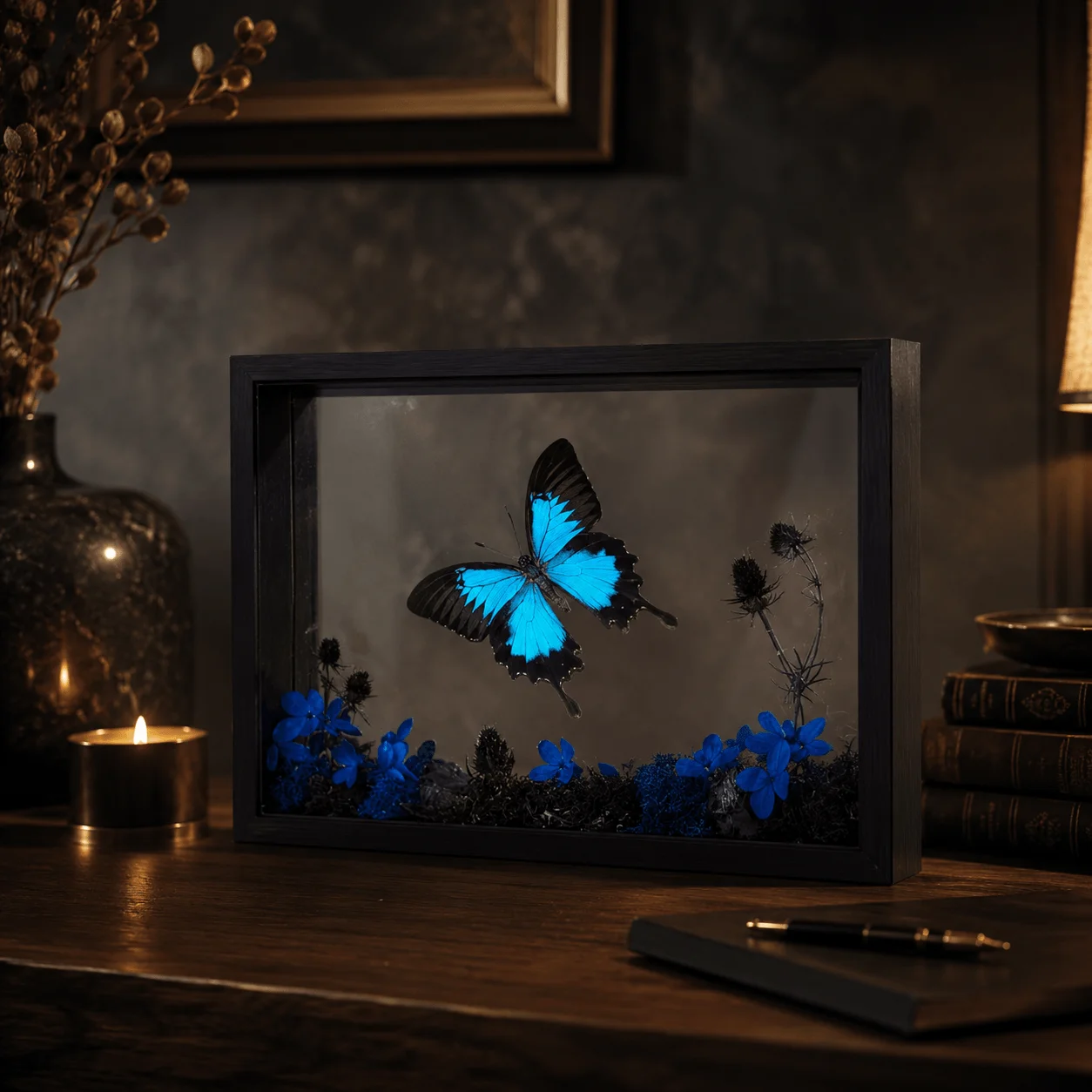 

Real Paradise Butterfly Specimen Display, 20x25cm Transparent Frame Blue Butterfly Decor Gift