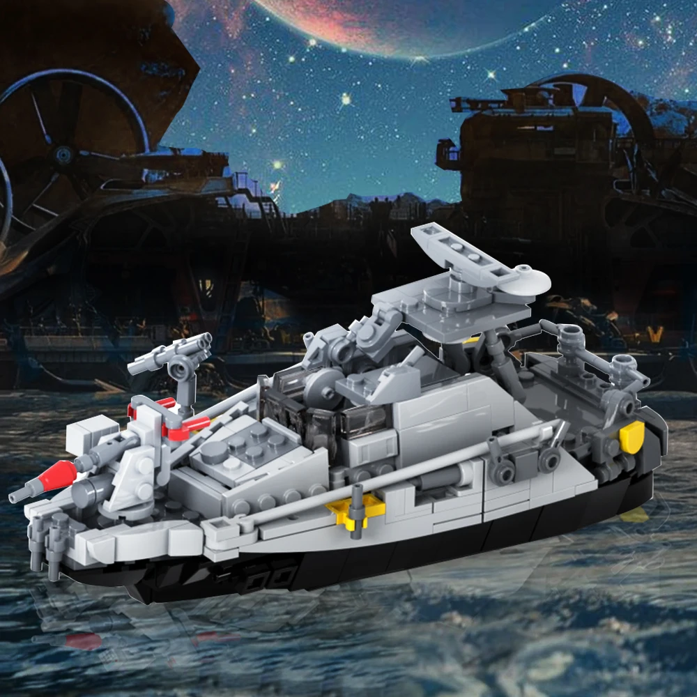 MOC Classic Movies Bullfighter Patrols Boat  Building Block set Exploring Mechanical Warship Water Weaponss Bricks Toys for kids