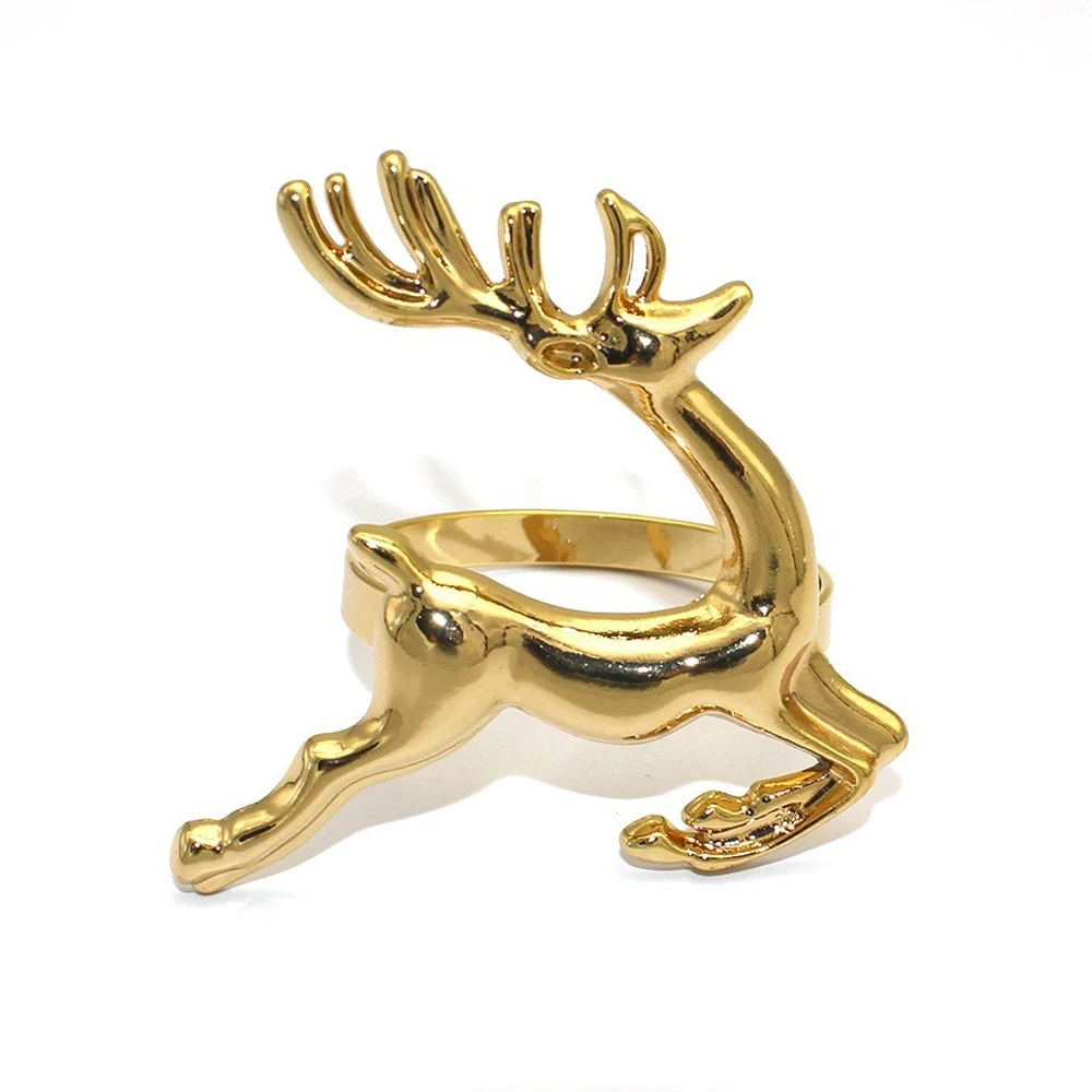 6Pcs Christmas Deer Napkin Ring Gold Silver Elk Napkin Rings Holder for Christmas Party Dinner Table Decotaion Home Decor ERC03