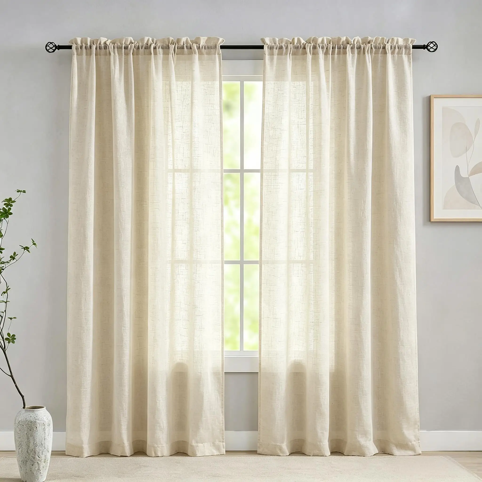 Natural Linen 2 Panels Curtains 84