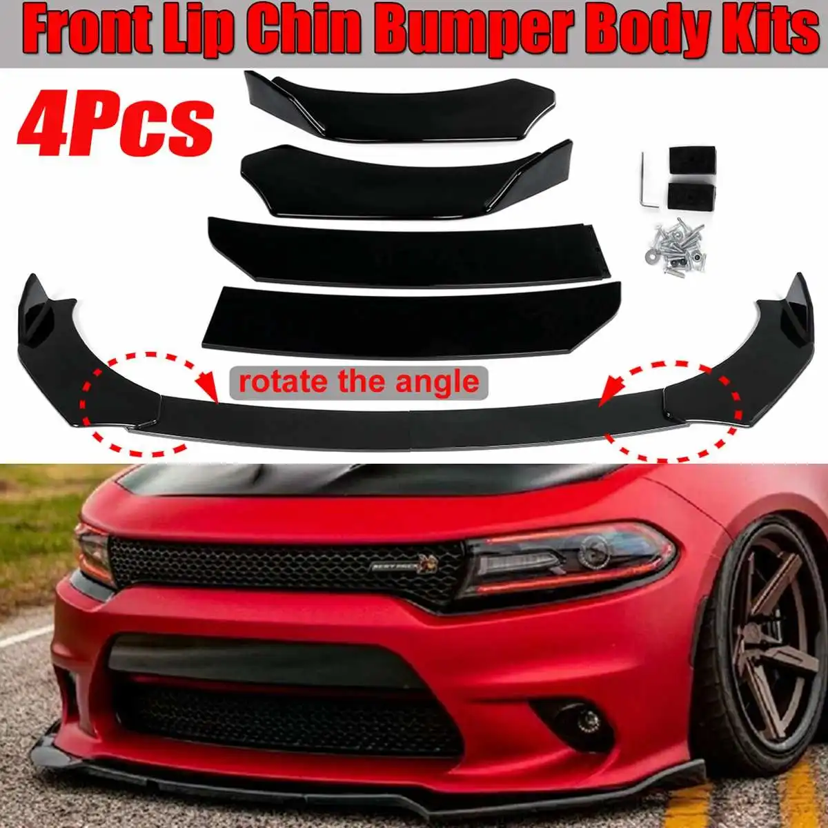 4x Universal Car Front Bumper Lip Chin Bumper Body Kits Splitter For Ford FOCUS For Chery Tiggo8 Tiggo7 For Great Wall Haval F7