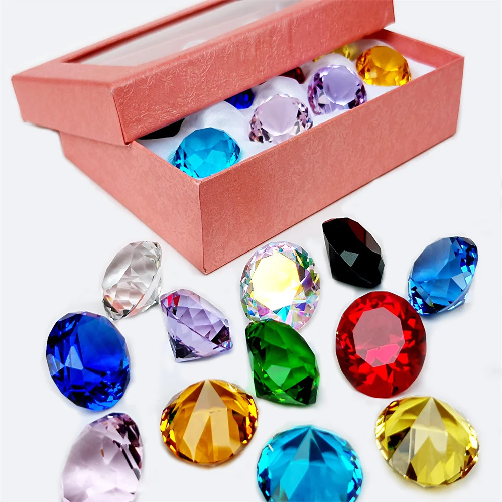 

Wholesale children's crystal glass diamond 12-color toy gem Gift Box (12pcs)Furniture home counter decoration