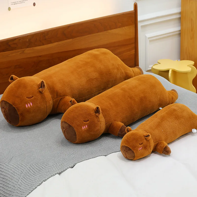 Kawaii Capybara Plüschtier, gefüllte Puppe, kuscheliges Kissen für Kinder, Geburtstagsgeschenk, weiches, langes, umarmendes Schlaf-Plüschtier für Kinder