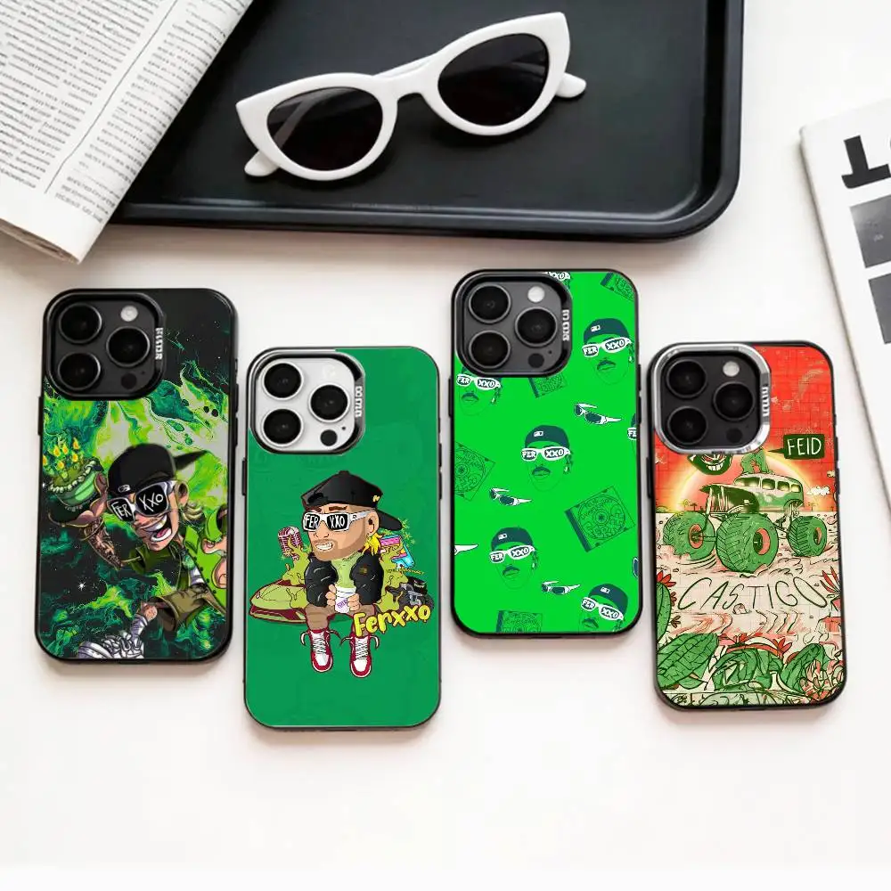

S-Singer F-Feid Ferxxo S-SIXDO Phone Case For iPhone17,16,15,14,13,12,11 Plus,Pro Max Colored Silver Plated Inside Cover