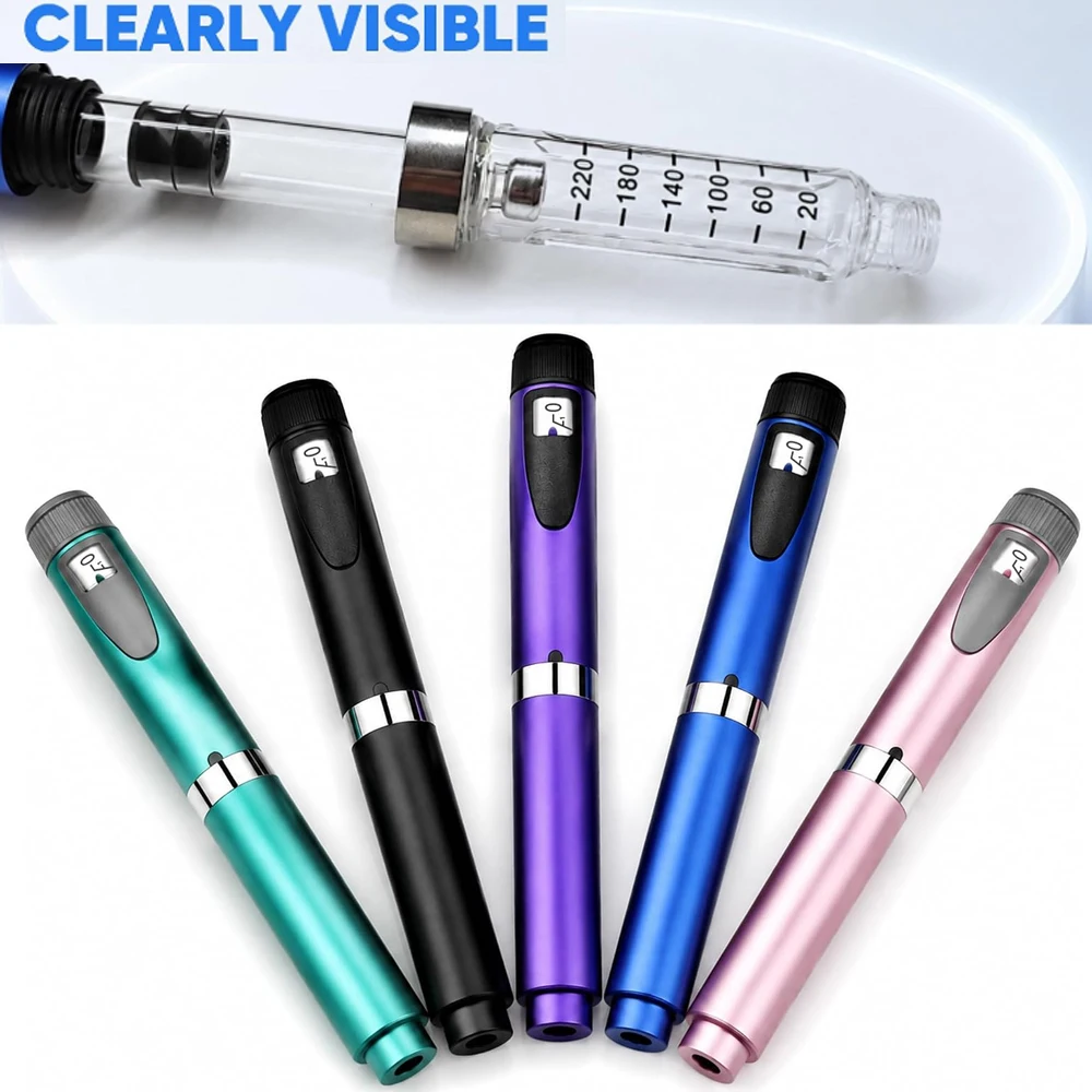 60 Unit V2 Reusable Pen Injector Metal Injection Pen Adjustable 60IU Dose Injector Durable Syringe Pen for Insulin Injection