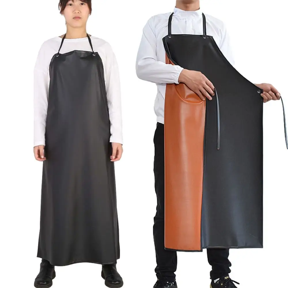 PVC Thickened Apron Wear-resistant Waterproof Cooking Chef Apron Household Cleaning Oil-proof Work Cover Garden