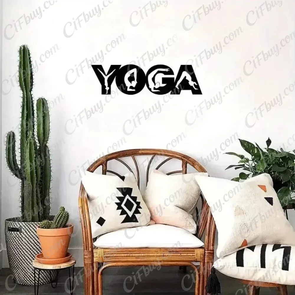 CIFBUY Yoga Poses Metal Wall Art Iron Hanging Sculpture Home Gym Living Room Decor Unique Gift Plaque