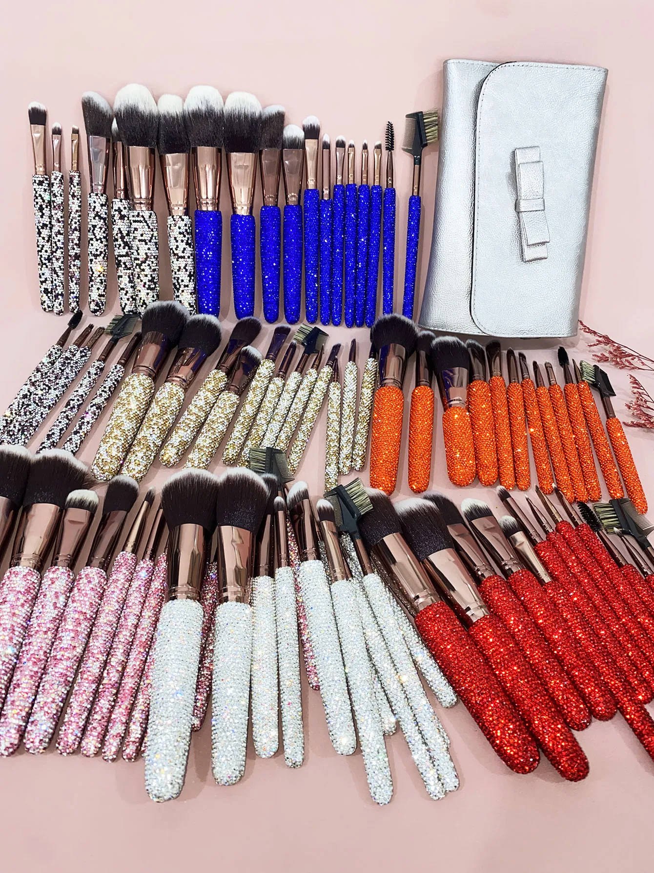 Met diamanten ingelegde make-upborstel, hoogwaardig, diamantstick, los poeder, blush, make-upborstelset, 12-delig