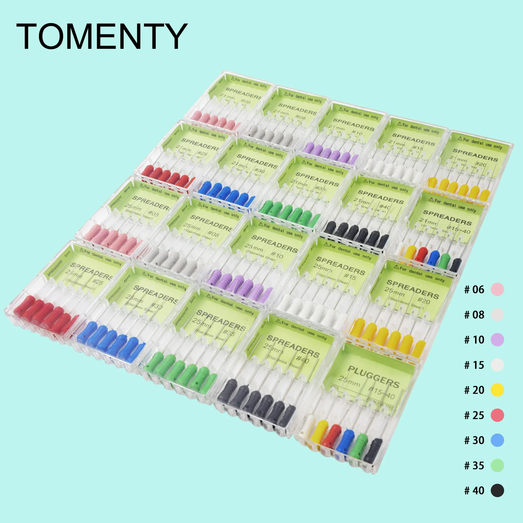 

6pcs Dental Stainless Steel Spreaders File 21mm/25mm Hand Use Tools for Root Cleaning And Canal Files in Dentistry