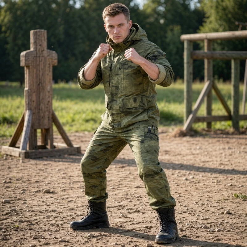 Men's Spring Autumn Elastic Camouflage Workwear Breathable Wear-Resistant Protective Clothing Polyester Outdoor Outfit Set