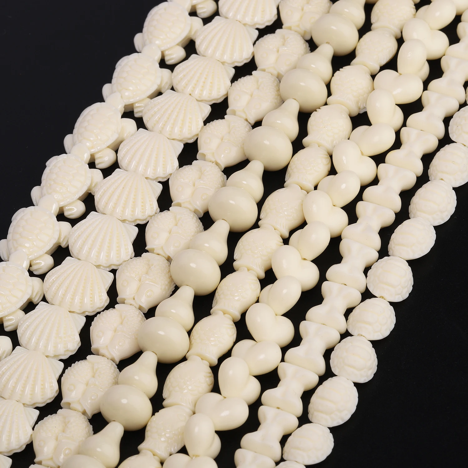 Off White Multi Shaped Smooth Beads Loose Spacer Beads for DIY Pendant Necklace Earring Jewelry Making Accessories Shell Powder
