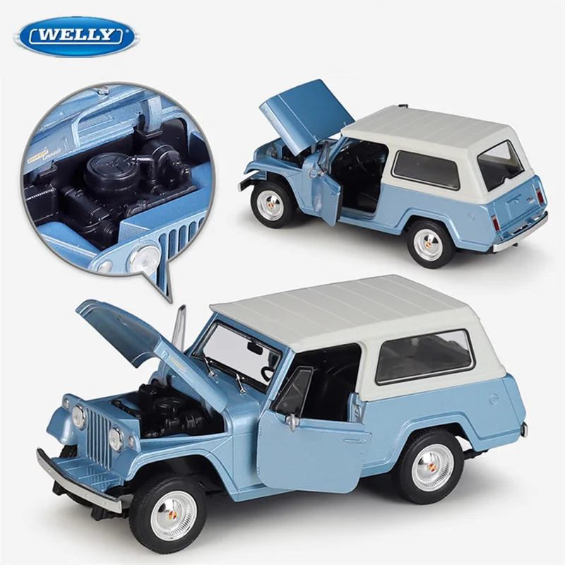 

WELLY 1:24 1967 Jeep Jeepster Commando Alloy Station Wagon Car Model Diecasts Metal Travel Car Off-road Vehicles Model Kids Gift