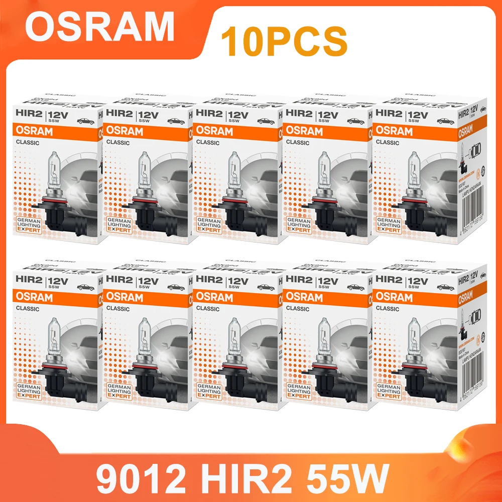 OSRAM CLASSIC 9012 HIR2 12V 55W PX22d Halogen Headlight Original Bulb 1875lm 3200K Auto Lamp Standard Hi/lo Beam ECE (10PCS)