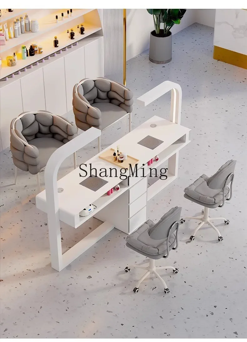 ZYY colchón mical mesa de manicura de lujo ligera multifuncional individual y doble, mesa de manicura de viento crema