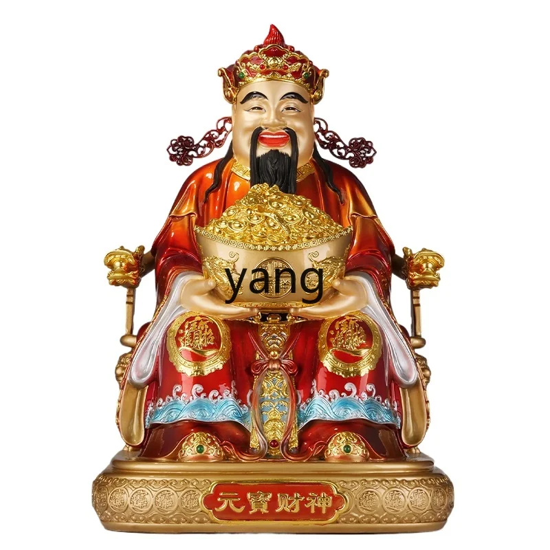 

LTT God of Wealth ornament bronze statue living room Buddhist hall home worship God of Wealth sitting ornament