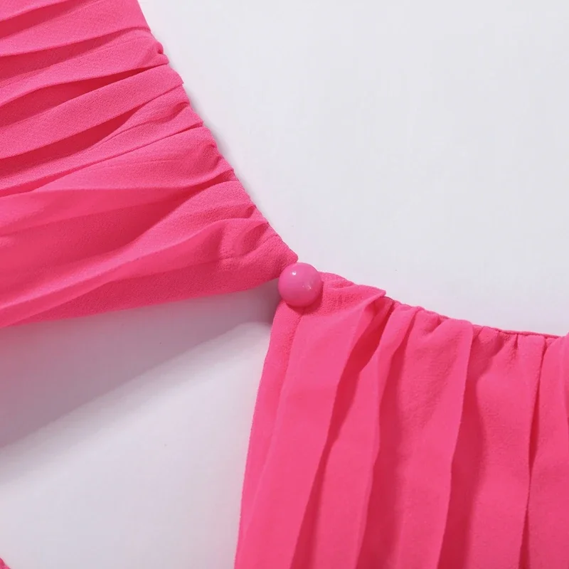 Elegantes plissiertes Damen-Maxikleid mit hohlem Rückenausschnitt, ärmellos, O-Ausschnitt, für Party und Urlaub, A-Linien-Kleider für Damen, Sommer 2026 Roben – Detail 6