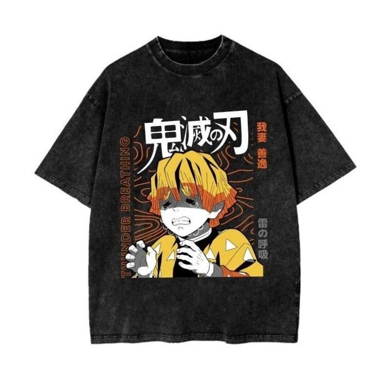 

European and American Trends Ghost Extermination Blade Printed T-Shirt Men's and Women's Loose Versatile Short Sleeve Top Couple