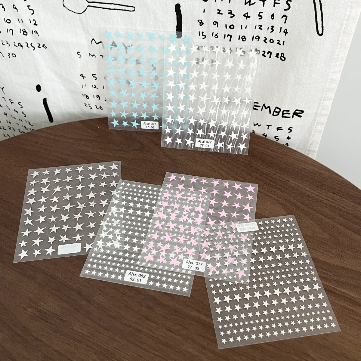 1 Sheet 5D Kawaii Colorful Star Nail Art Stickers, Macaron Star Self Adhesive Nail Decals, DIY Nail Decoration Accessories